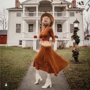 Polka Dot Turtleneck and Skirt SET